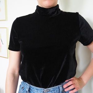 Madewell Black velvet shirt.